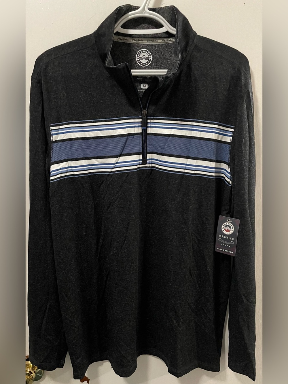 Flag & Anthem Men's Quarter-zip Pullover Charcoal Heather Sweater Shirt Medium M
